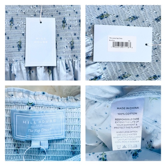 New! HILL HOUSE The Louisa Nap Midi Dress in Blue Ditsy - Picture 14 of 14